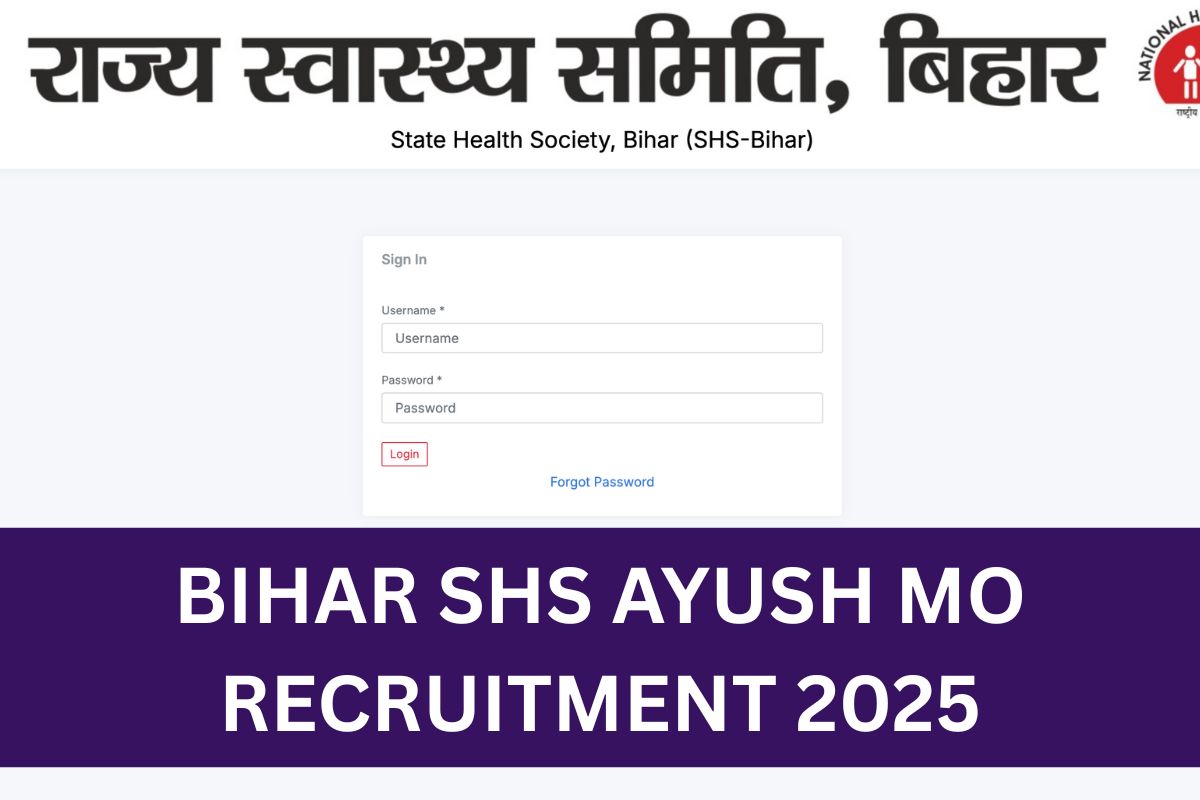 Bihar SHS Ayush MO Recruitment 2025, Notification, Online Form
