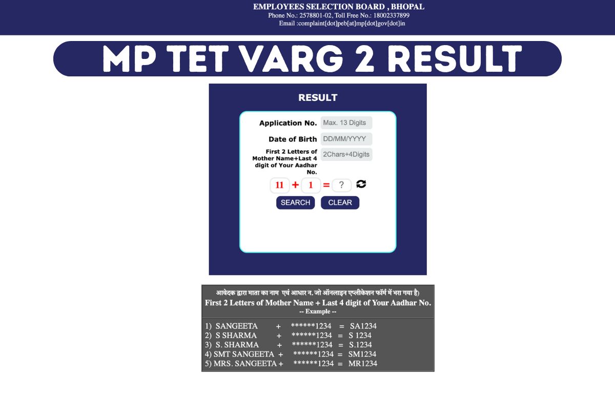 ⁠MP TET Varg 2 Result 2025, Cut Off Marks, Merit List