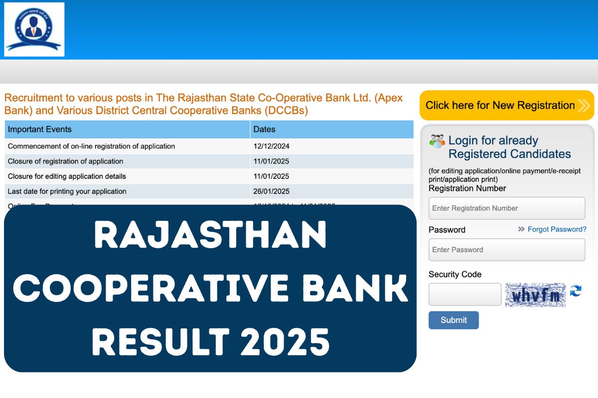 Rajasthan Cooperative Bank Result 2025, cut Off, Merit List